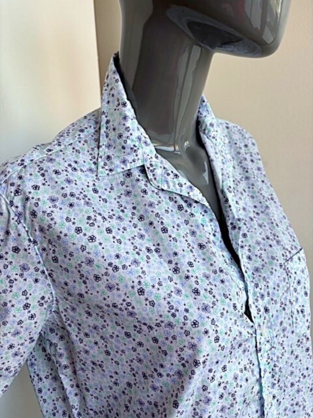 FRANK & EILEEN "Eileen" Ditzy Floral Print Cotton L/S Button-Up EUC/sz XS